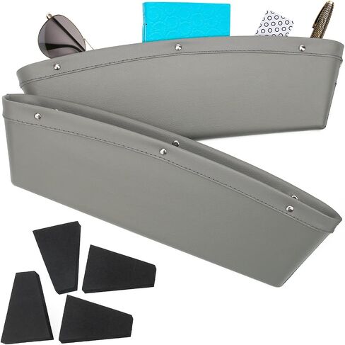 Coolrunner 2 Set Car Seat Gap Organizer, Car Seat Gap Filler, PU Full Leather Car Seat Crevice Storage Box Universal Fit in Between Car Seat Catcher for Phone Keys Cards Pens Coins(Black) in Saudi Arabia