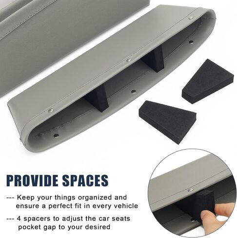 Coolrunner 2 Set Car Seat Gap Organizer, Car Seat Gap Filler, PU Full Leather Car Seat Crevice Storage Box Universal Fit in Between Car Seat Catcher for Phone Keys Cards Pens Coins(Black) in Saudi Arabia