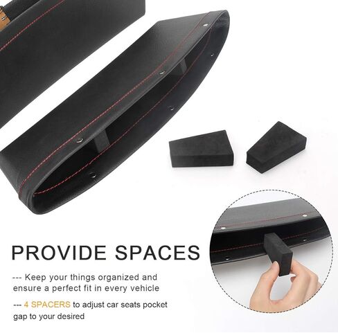 Coolrunner 2 Set Car Seat Gap Organizer, Car Seat Gap Filler, PU Full Leather Car Seat Crevice Storage Box Universal Fit in Between Car Seat Catcher for Phone Keys Cards Pens Coins(Black) in Saudi Arabia