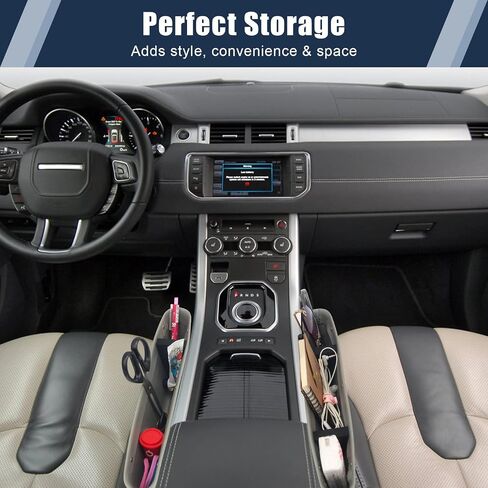 Coolrunner 2 Set Car Seat Gap Organizer, Car Seat Gap Filler, PU Full Leather Car Seat Crevice Storage Box Universal Fit in Between Car Seat Catcher for Phone Keys Cards Pens Coins(Black) in Saudi Arabia