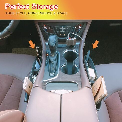 Coolrunner 2 Set Car Seat Gap Organizer, Car Seat Gap Filler, PU Full Leather Car Seat Crevice Storage Box Universal Fit in Between Car Seat Catcher for Phone Keys Cards Pens Coins(Black) in Saudi Arabia