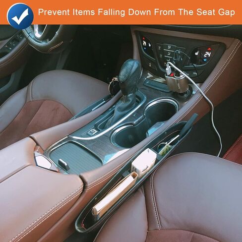 Coolrunner 2 Set Car Seat Gap Organizer, Car Seat Gap Filler, PU Full Leather Car Seat Crevice Storage Box Universal Fit in Between Car Seat Catcher for Phone Keys Cards Pens Coins(Black) in Saudi Arabia