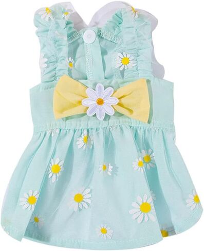 Dog Dresses for Small Dogs Girls Floral Puppy Dresses Pet Dog Princess Bowknot Dress Cute Doggie Summer Outfits Dog Clothes for Yorkie Female Cat Small Pets in Kuwait