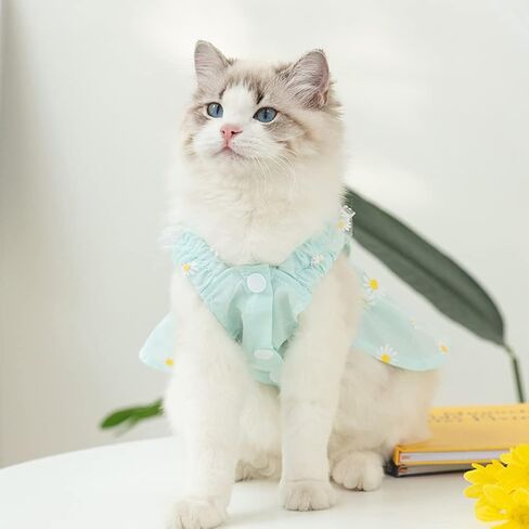 Dog Dresses for Small Dogs Girls Floral Puppy Dresses Pet Dog Princess Bowknot Dress Cute Doggie Summer Outfits Dog Clothes for Yorkie Female Cat Small Pets in Kuwait