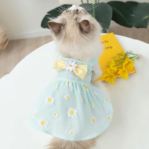 Dog Dresses for Small Dogs Girls Floral Puppy Dresses Pet Dog Princess Bowknot Dress Cute Doggie Summer Outfits Dog Clothes for Yorkie Female Cat Small Pets in Kuwait