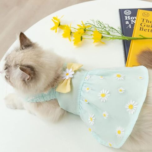 Dog Dresses for Small Dogs Girls Floral Puppy Dresses Pet Dog Princess Bowknot Dress Cute Doggie Summer Outfits Dog Clothes for Yorkie Female Cat Small Pets in Kuwait