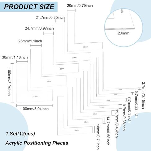 BENECREAT 12Pcs Acrylic Positioning Pieces, L-Shaped Card Corners Helpers Corners Paper Craft Supplies Scrapbooking Tools for Precision Stamping Paper Craft Card Making in Saudi Arabia