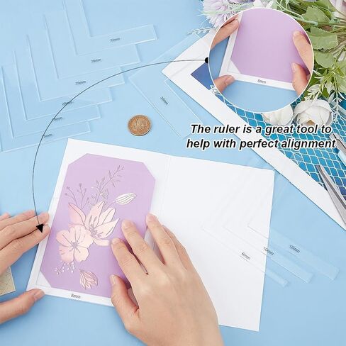 BENECREAT 12Pcs Acrylic Positioning Pieces, L-Shaped Card Corners Helpers Corners Paper Craft Supplies Scrapbooking Tools for Precision Stamping Paper Craft Card Making in Saudi Arabia