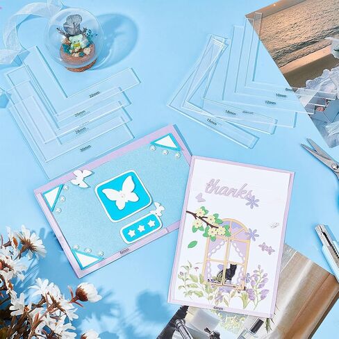 BENECREAT 12Pcs Acrylic Positioning Pieces, L-Shaped Card Corners Helpers Corners Paper Craft Supplies Scrapbooking Tools for Precision Stamping Paper Craft Card Making in Saudi Arabia