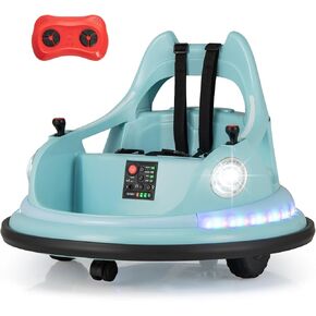 Costzon Bumper Car, 12V Electric Kids Ride on Bumping Car Toy W/Remote Control & Dual Joysticks, 360° Spin, Wireless Connection & 5 Light Effects & Music, Soft Bumper Cars for Toddlers, Gift (Purple) in Kuwait