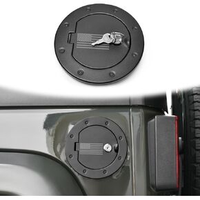 JK غطاء غطاء الغاز قفل غطاء خزان باب حشو الوقود متوافق مع 1997-2006 جيب رانجلر JK JKU Sport Rubicon Sahara الملحقات الخارجية خزان الوقود، الألومنيوم، أسود (نجمة قفل سوداء) in Kuwait