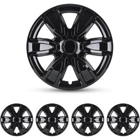 WOLFSTORM 15" Universal Hubcaps, R15 ABS Wheel Rim Covers, Auto Tire Cover Replacement Exterior Hub Cap Cover - Set of 4 (Silver&Black) in Kuwait