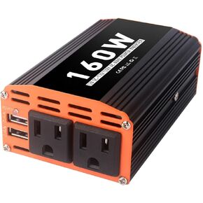 195W Car Power Inverter 12V AC to 110V/120V DC Converter Peak Power 390W Indoor & Outdoor Use with 2 AC Outlets & 2 USB Ports Car Laptop Charger Car Adapter in Saudi Arabia