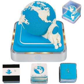 Time Piece Calendar 2026 3D Memo Pad Desk Calendar Tear Away Notepad with Lights DIY Art Carving Sticky Notes Artwork Gift for Thanksgiving Christmas Office Desktop Decoration-Blue Earth in Saudi Arabia