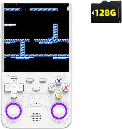 وحدة تحكم ألعاب محمولة باليد R36 Ultra Retro مقاس 4 بوصة بنظام Linux مفتوح المصدر وسعة 128 جيجابايت وحدة تحكم ألعاب فيديو محمولة مع عصا تحكم RGB ومشغل ألعاب الجيب يدعم WiFi وهدايا عيد الميلاد وأعياد الميلاد (أرجواني) in Kuwait