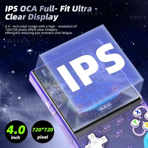 وحدة تحكم ألعاب محمولة باليد R36 Ultra Retro مقاس 4 بوصة بنظام Linux مفتوح المصدر وسعة 128 جيجابايت وحدة تحكم ألعاب فيديو محمولة مع عصا تحكم RGB ومشغل ألعاب الجيب يدعم WiFi وهدايا عيد الميلاد وأعياد الميلاد (أرجواني) in Kuwait