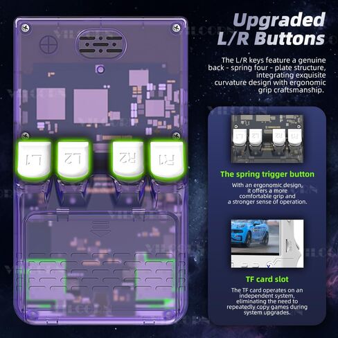 وحدة تحكم ألعاب محمولة باليد R36 Ultra Retro مقاس 4 بوصة بنظام Linux مفتوح المصدر وسعة 128 جيجابايت وحدة تحكم ألعاب فيديو محمولة مع عصا تحكم RGB ومشغل ألعاب الجيب يدعم WiFi وهدايا عيد الميلاد وأعياد الميلاد (أرجواني) in Kuwait