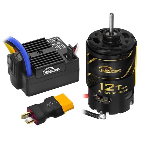 Hobby Fans 550 12T Brushed Motor and 60A Waterproof Brushed ESC Electronic Speed Controller for Axial RC4WD Cross HPI Mist GMADE D90 D110 TF2 SCX10 1/10 Remote Control Car Truck (Black) in Saudi Arabia