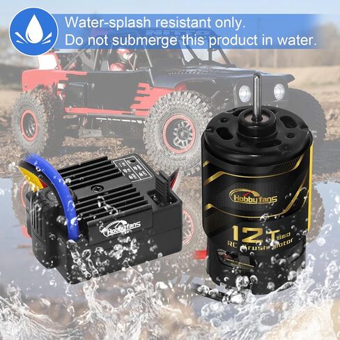 Hobby Fans 550 12T Brushed Motor and 60A Waterproof Brushed ESC Electronic Speed Controller for Axial RC4WD Cross HPI Mist GMADE D90 D110 TF2 SCX10 1/10 Remote Control Car Truck (Black) in Saudi Arabia