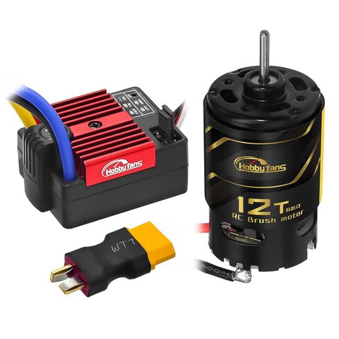 Hobby Fans 550 12T Brushed Motor and 60A Waterproof Brushed ESC Electronic Speed Controller for Axial RC4WD Cross HPI Mist GMADE D90 D110 TF2 SCX10 1/10 Remote Control Car Truck (Black) in Saudi Arabia
