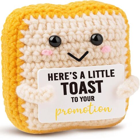 MAMAGIFTREE Funny Birthday Gift for Women Men - Crochet Toast Happy Birthday Present for Friend, Her, Him, Coworker - Handmade Amigurumi Keepsake, Unique Alternative to a Card, Cute Desk Decor in Saudi Arabia