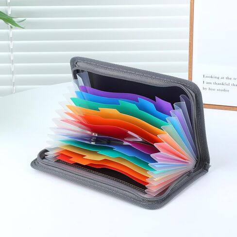 Expanding File Folder Organizer, 13 Pockets Small Accordion File Folder with Zipper and Labels 11.42x6.69 Inches Portable Coupon Receipt Document Bill Tax Holder Organizer Wallet, Gray in Saudi Arabia