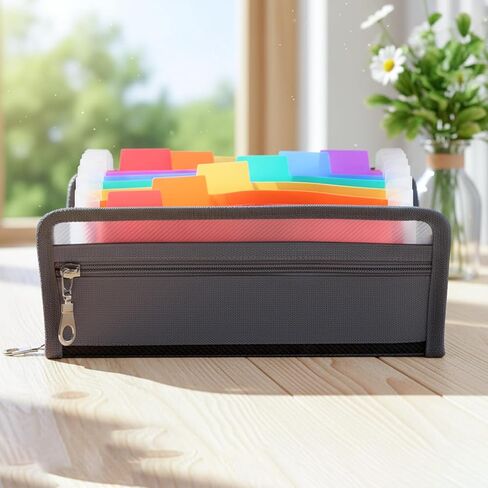 Expanding File Folder Organizer, 13 Pockets Small Accordion File Folder with Zipper and Labels 11.42x6.69 Inches Portable Coupon Receipt Document Bill Tax Holder Organizer Wallet, Gray in Saudi Arabia