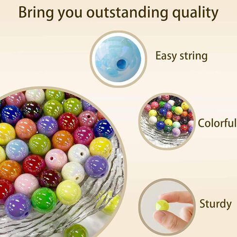 100PCS 16mm Beads for Pens Rainbow Round Chunky Bubblegum Focal Acrylic Beads Bulk for Making Crafts Beadable Pens DIY Bracelets Necklace Jewelry Keychain Plastic Colorful Candy Bead in Saudi Arabia