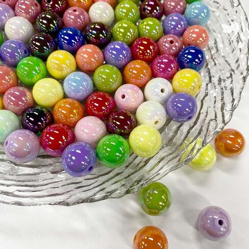 100PCS 16mm Beads for Pens Rainbow Round Chunky Bubblegum Focal Acrylic Beads Bulk for Making Crafts Beadable Pens DIY Bracelets Necklace Jewelry Keychain Plastic Colorful Candy Bead in Saudi Arabia