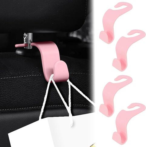 6 PCS Car Seat Hooks Set,Universal Car Headrest Hooks for Bags Purses Groceries, Back Seat Organizer Hanger,Black Smooth Design in Saudi Arabia