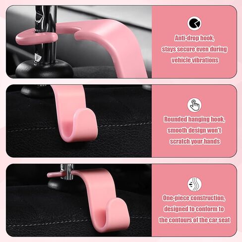 6 PCS Car Seat Hooks Set,Universal Car Headrest Hooks for Bags Purses Groceries, Back Seat Organizer Hanger,Black Smooth Design in Saudi Arabia