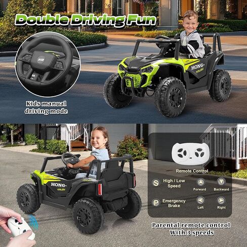 12V Kids Electric Car, Ride on Car Truck with Remote Control, LED Lights, 3 Speed Adjustable, Music, Safety Belt, Soft Start, Horn, Ride on Toys for Toddlers Boys Girls 3-6, Blue in Saudi Arabia