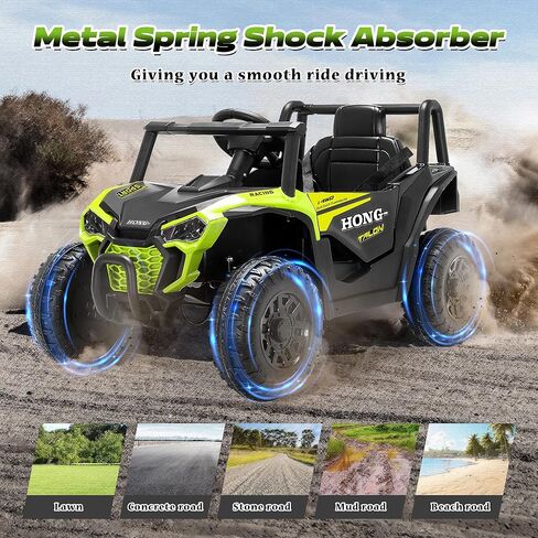 12V Kids Electric Car, Ride on Car Truck with Remote Control, LED Lights, 3 Speed Adjustable, Music, Safety Belt, Soft Start, Horn, Ride on Toys for Toddlers Boys Girls 3-6, Blue in Saudi Arabia