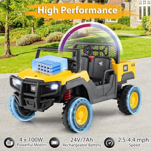 Costzon 2-Seater Caterpillar Ride on Dump Truck، 24V سيارة كهربائية للأطفال مع جهاز تحكم عن بعد، محركات 4 × 100 واط، بداية ناعمة وتعليق زنبركي، أطفال UTV مع سرير تفريغ، هدية، أصفر in Saudi Arabia