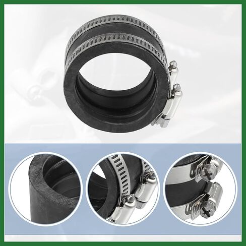 Motoforti 45mm ID المطاط الأسود للدراجات النارية المكربن ​​محول مدخل مدخل الأنابيب المنوع محول التمهيد الأكمام واجهة مع المشابك - حزمة من 2 طويلة الأمد in Kuwait
