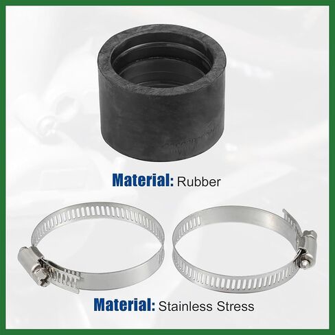Motoforti 45mm ID المطاط الأسود للدراجات النارية المكربن ​​محول مدخل مدخل الأنابيب المنوع محول التمهيد الأكمام واجهة مع المشابك - حزمة من 2 طويلة الأمد in Kuwait