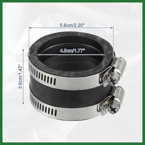 Motoforti 45mm ID المطاط الأسود للدراجات النارية المكربن ​​محول مدخل مدخل الأنابيب المنوع محول التمهيد الأكمام واجهة مع المشابك - حزمة من 2 طويلة الأمد in Kuwait