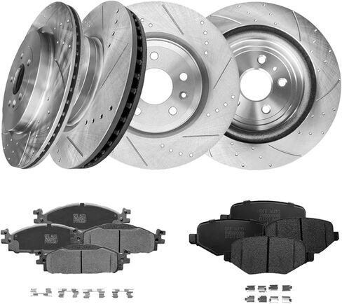 PM Auto Set of 12 Front 325mm-Rear 345mm Drilled Slotted Brake Disc Rotors-Ceramic Brake Pad Kit Replacement For 2013-2019 Ford Flex Front D1508 8715 in Saudi Arabia