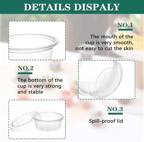 Bokon 2500 Sets Clear Plastic Portion Cups With Lids Condiment and Dipping Sauce Cups Salad Dressing Container Airtight and Stackable Souffle Cups for Lunch, Party, Trips (1 oz) in Kuwait
