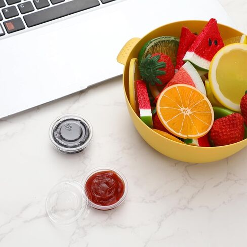 Bokon 2500 Sets Clear Plastic Portion Cups With Lids Condiment and Dipping Sauce Cups Salad Dressing Container Airtight and Stackable Souffle Cups for Lunch, Party, Trips (1 oz) in Kuwait