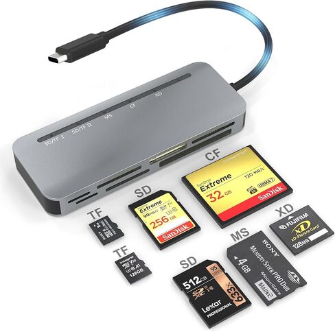 CFexpress Type A/SD Dual Slot Card Reader USB C, 10Gpbs USB3.2 Gen 2, Compatible with CFexpress Type A Card/SD Memory Card, Aluminum CFexpress Memory Card Adapter with USB C to USB C/USB A Cable in Saudi Arabia