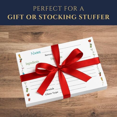 بطاقات وصفات الكوكتيل - 50 وحدة - 4 × 6 بوصات بطاقات ملء فارغة مع حدود مائية أنيقة - مخزون بطاقات ممتاز غير مطلي، يناسب صناديق الوصفات القياسية - صُنعت في الولايات المتحدة الأمريكية بواسطة شركة تديرها عائلة in Kuwait