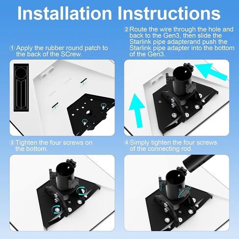 محول أنبوب ستارلينك، حامل ستارلينك الجيل 3، مجموعة الإنترنت PRUBOVI ستارلينك، متوافق مع هوائي قياسي من الجيل الثالث، لوحة ستارلينك V3 القياسية (أبيض) in Kuwait