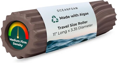 Oceanfoam Ripple Roller - أسطوانة إسفنجية لتدليك العضلات لآلام الظهر والتمدد - مموج مريح - اليوغا وألعاب القوى والعافية - صغير الحجم، حجم السفر، 11 بوصة × 3.35 بوصة - رخامي هنتر in Kuwait