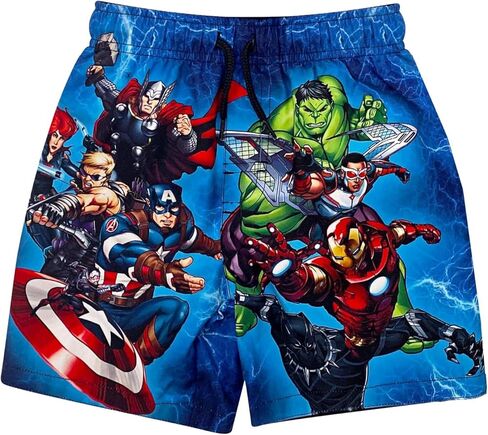 مجموعة Marvel Avengers Iron Man Thor Captain America Little Boys 3 قطع بعامل حماية من الأشعة فوق البنفسجية 50+ سروال سباحة 5-6 in Saudi Arabia
