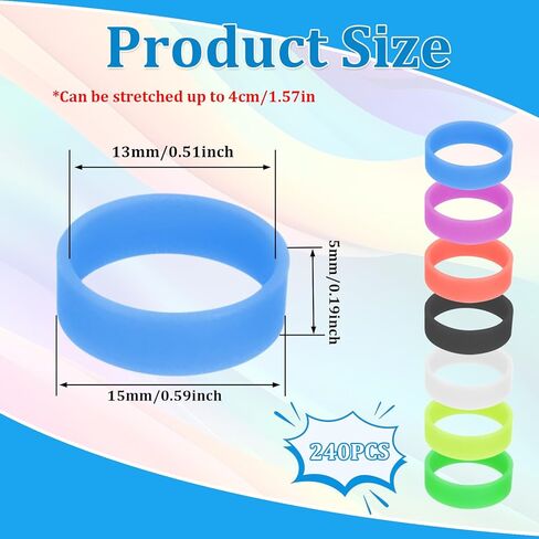 240 Pcs 0.5 Inch Small Silicone Rubber Bands Reusable Elastic Cable Ties Rubber Rings for Wire Cord Cable Wrapping Bundle Home Office School Organization Multicolor in Saudi Arabia