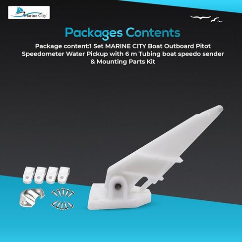 مجموعة التقاط المياه من MARINE CITY Boat Outboard Pitot Speedometer مع أنابيب بطول 6 أمتار ومرسل سبيدو وأجزاء تثبيت - تضمن قراءات دقيقة للسرعة لراكبي القوارب in Kuwait