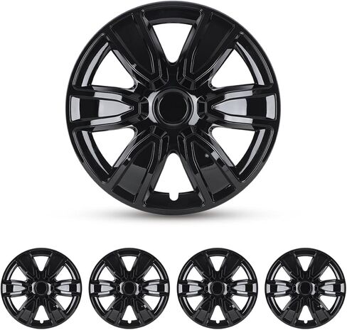 أغطية إطارات عالمية مقاس 15 بوصة من WOLFSTORM، أغطية حافة عجلة R15 ABS، غطاء غطاء محور خارجي بديل لغطاء الإطارات التلقائي - مجموعة من 4 قطع (فضي وأسود) in Kuwait