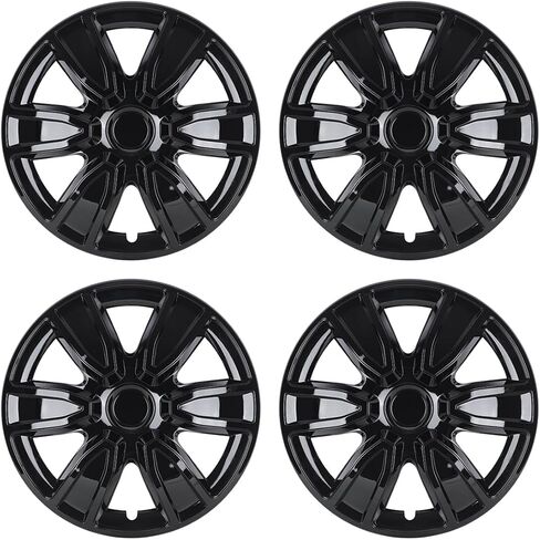 أغطية إطارات عالمية مقاس 15 بوصة من WOLFSTORM، أغطية حافة عجلة R15 ABS، غطاء غطاء محور خارجي بديل لغطاء الإطارات التلقائي - مجموعة من 4 قطع (فضي وأسود) in Kuwait