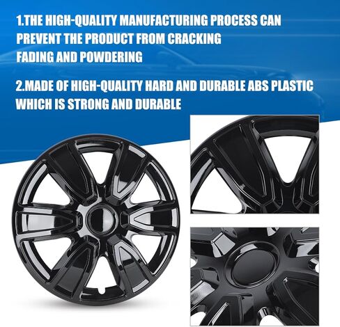 أغطية إطارات عالمية مقاس 15 بوصة من WOLFSTORM، أغطية حافة عجلة R15 ABS، غطاء غطاء محور خارجي بديل لغطاء الإطارات التلقائي - مجموعة من 4 قطع (فضي وأسود) in Kuwait